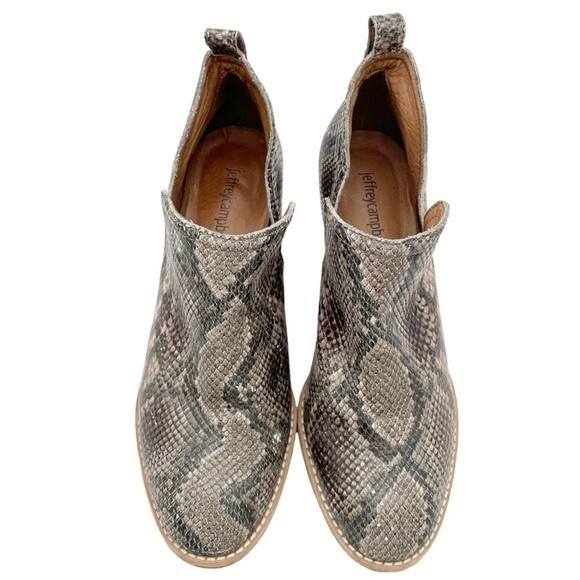 Jeffrey Campbell Rosalee Taupe Gray Snake Print Leather Western Bootie Size 8.5 - Picture 9 of 16